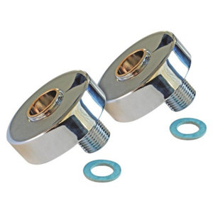 2 raccords excentrés verrouillables par contre-écrou, avec joints toriques et rosaces rondes M/M