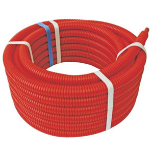 Tube PER prégainé rouge diamètre 16 mm eau chaude 60 m