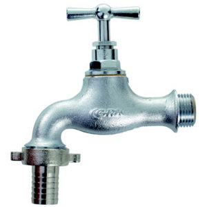 Robinet d'arrosage nickelé à tête de potence 15x21 mm