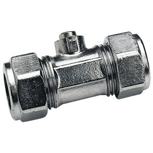 Mini-robinet à sphère raccord, en cuivre, Ø 12 mm