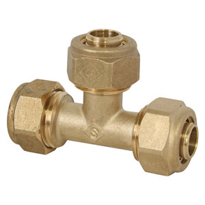 Té à compression 15x21 mm pour tube PER - Ø 12 mm