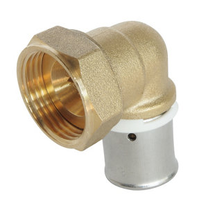 Coude PER à écrou tournant F 20/27 à sertir pour tube multicouche Ø 20 mm