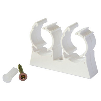 Attache De Fixation Double Blanc Pour Tube Ø 16 M