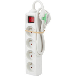 Bloc multiprise recycle 4 prises x 16A blanc + interrupteur H05W-F 3G1 - 0,75 M  