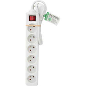 Bloc multiprise recycle 6 prises x 16A blanc + interrupteur H05W-F 3G1 - 0,75 M  