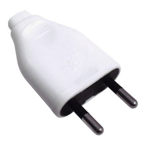 Fiche mâle 2P 6A de couleur blanche