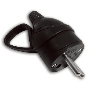 Fiche mâle 2P+T 16A mâle terre noir
