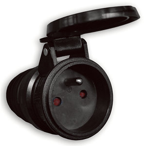 Fiche femelle caoutchouc 2P+T 16A