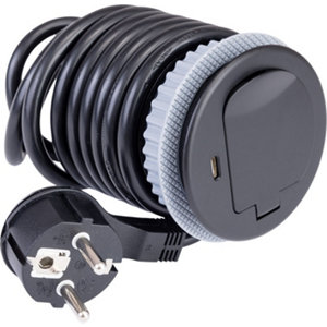 Bloc encastrable à clapet noir 1x16A + USB