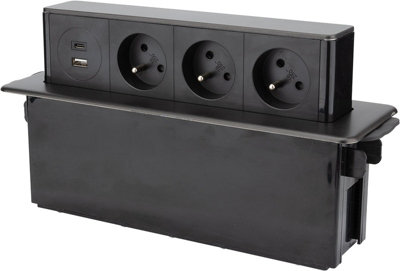 Otio Coupe circuit fenêtre pop up 3x16A 2P+T CA 230 V connecteurs de sortie : 3 3 x type E USB 24 pin USB C 1.5 cordon