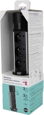 Bloc escamotable encastrable 3P + 2 USB + C D60 Otio