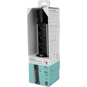 Bloc escamotable vertical 3x16A + USB