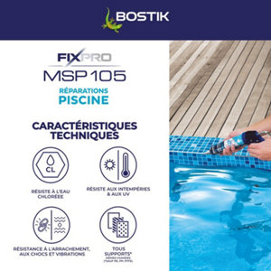 Colle de fixation MSP105 réparations piscine couleur blanc - Cartouche 290 ml