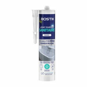 Mastic silicone pour joint sanitaire, traité anti-moisissures  blanc - 280ML