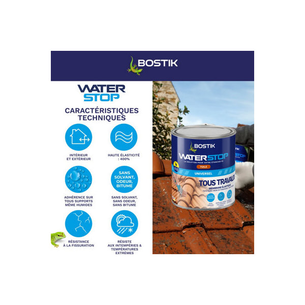 Membrane élastique d'étanchéité Waterstop couleur tuile - 290 ml - Brico Dépôt