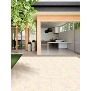 Carrelage de sol extérieur "Brehat" beige - l.34 x L.34 cm