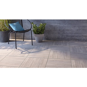 Carrelage de sol extérieur, grès cérame émaillé "CHALET" gris 45,5 X 45,5 cm