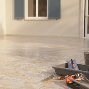 Carrelage de sol extérieur "Lozere grip" beige - l. 30 x L. 60,3 cm