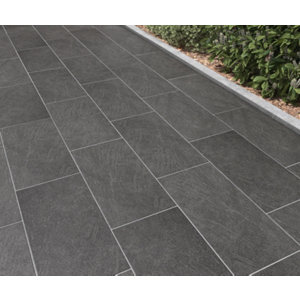Carrelage de sol extérieur "Lauze" gris anthracite - l. 30 x L. 60,3 cm