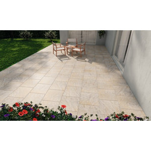Carrelage de sol extérieur "Jura grip" greige - l. 45,5 x L. 45,5 cm