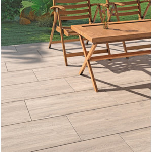 Carrelage de sol extérieur "Vosges" Grip coloris chêne - l. 30 x l. 60 cm; Ep : 8 mm