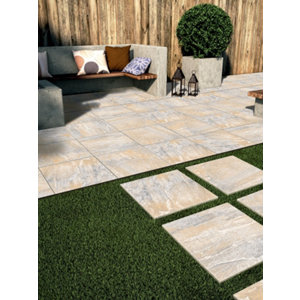 Carrelage de sol extérieur béton beige - L. 60 x l. 60 cm x Ep. 20 mm