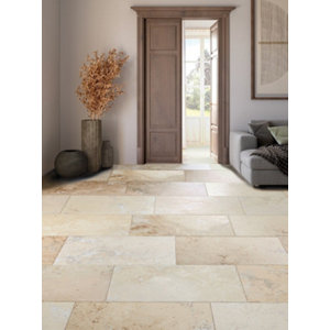 Carrelage de sol intérieur "Travertin antic mix" 60 x 120 cm