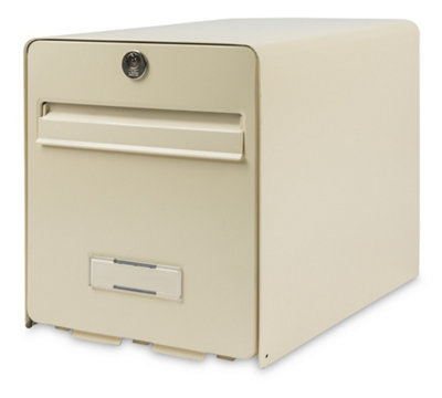 Boîte Aux Lettres Murale En Acier Beige 1 Porte 31x28x37 Cm
