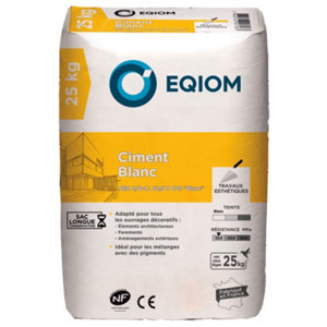 Ciment blanc, tous travaux de maçonnerie, sac de 25 kg