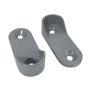 2 supports penderie mur ovale 30 x 15 mm gris