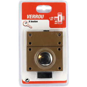 Verrou à bouton et cylindre en acier marron - Ø 25 mm