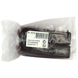 2 cales bloc-portes en plastique marron