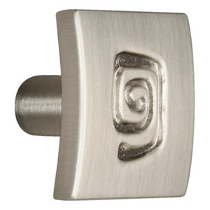 Bouton carré "ETHNIE" en zamak nickelé 25 mm