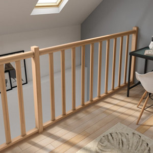 Balustre rainurée en hêtre - H. 90 cm