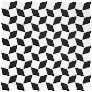 Mosaïque de verre mix blanc/noir - l. 28,3 x L. 28,3 cm