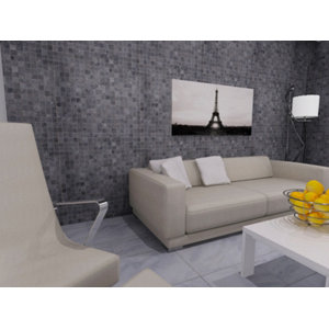 Mosaïque pierre naturelle marbre "King blue" gris anthracite - l. 30 x L. 30 cm - Carreaux 10 x 10 cm