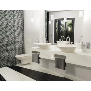 Mosaïque pierre naturelle mix gris/blanc - l. 30 x L. 30 cm