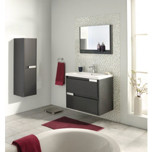 Miroir Salsa laqué gris brillant L. 80 x H. 55 x P. 13,2 cm