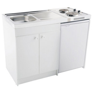 Cuisinette blanche avec deux feux électriques l. 120 cm P. 60 cm H. 93 cm