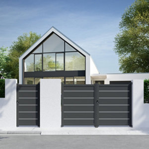 Portail aluminium battant gris anthracite "Amarante" - L. 3,50 x H. 1,80 m