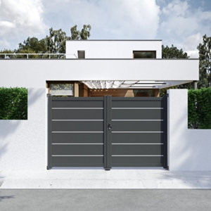 Portail aluminium battant gris anthracite "Amarante" - L. 3 x H. 1,80 m