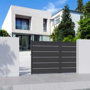 Portail coulissant aluminium gris anthracite "Aracaju" - L. 3,25 x H. 1,76 m
