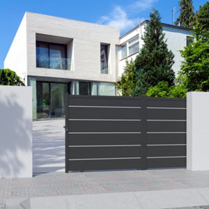 Portail coulissant aluminium gris anthracite "Aracaju" - L. 3,75 x H. 1,76 m