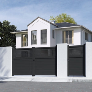 Portail aluminium battant gris anthracite "Lota" - L. 3 m x H. 1,80 m