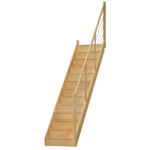 Rampe tubes pour volée hêtre 1/4 tournant droit