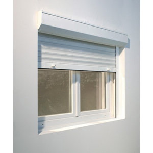 Volet roulant manuel par sangle, motorisable, en PVC et aluminium 225 x 140 cm