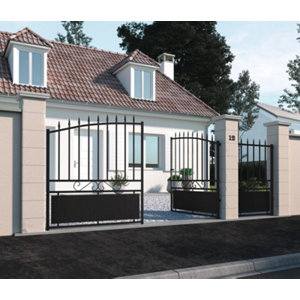 Portail fer battant noir "Cardiff" - L. 3,50 x H. 1,60 m