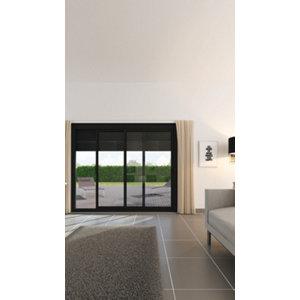 Baie aluminium coulissante + volet roulant motorisé gris - H. 200 X L. 240 cm