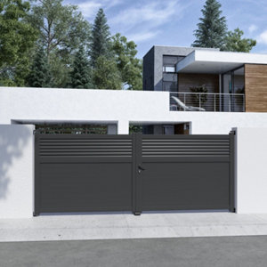 Portail aluminium battant gris anthracite "Vento" - L. 4 x H. 1,60 m
