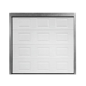 Porte de garage sectionnelle motorisée en acier H. 200 cm l. 240 cm blanche